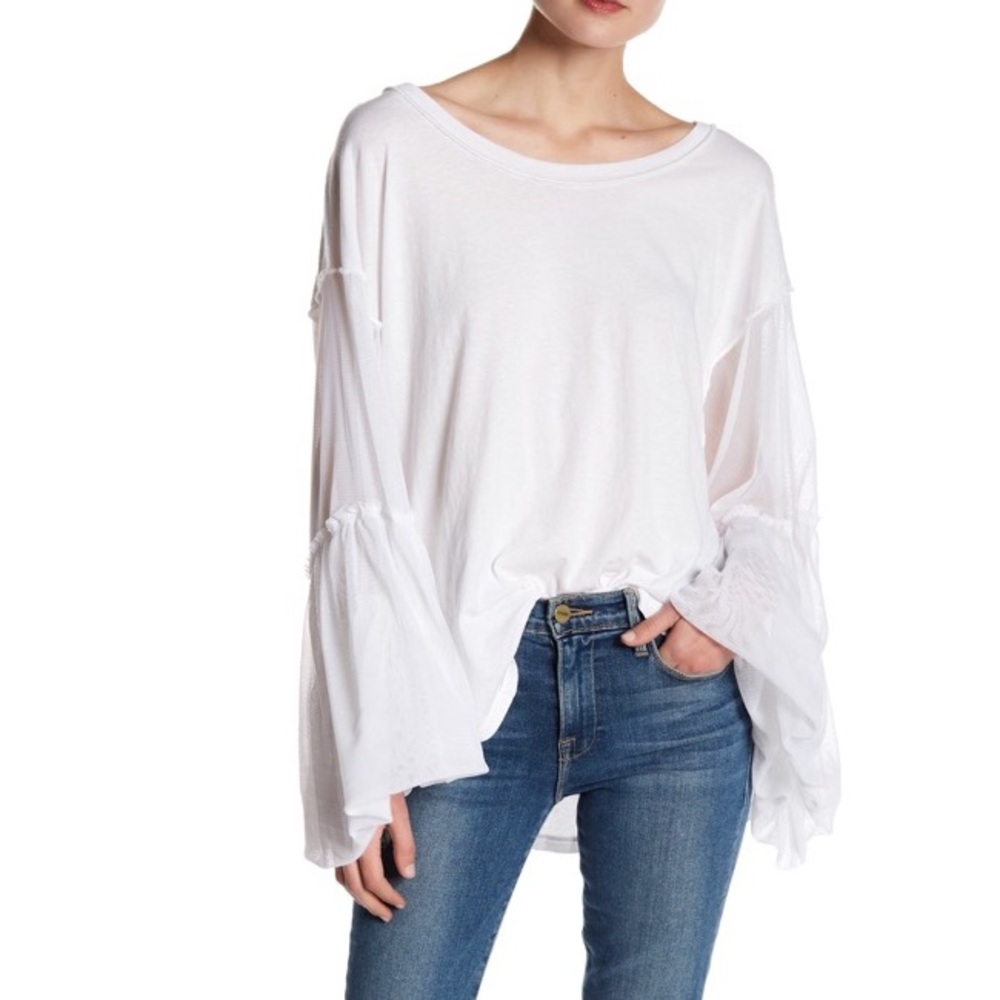 Free People Still Got It Lace Bell Sleeve Tee XS